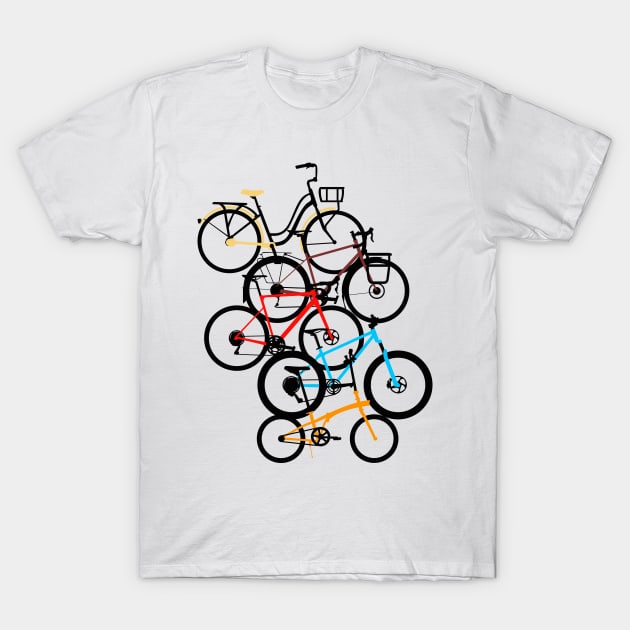 Colorful Types of Bikes T-Shirt by andantino